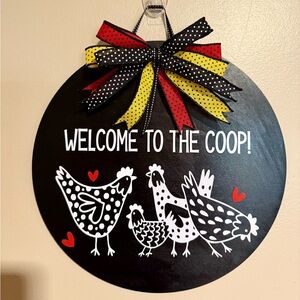 Welcome to the Coop Sign with Ribbon